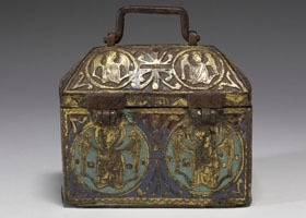A chrismatory, such as this one from the High Middle Ages, is used for carrying Holy Oils
